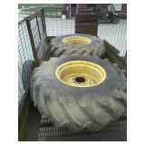 (2) 1846 8 hole combine tires on rims