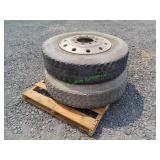 2 Aluminum Wheels  & Tires 11R24.5 **BID X 2**