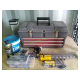 Tool Box w/ Assorted Tools and  Drill Bits