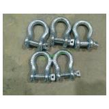 5 Unused 7/8" 6.5T Clevis/Shackles
