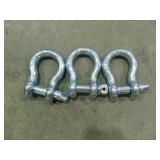 3 Unused 1 1/8", 9.5T Clevis/Shackles