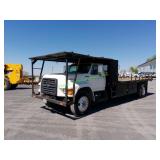 1996 Ford F800 Diesel Flatbed Truck w/Overshot
