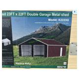 Unused Metal Double Garage Shed ~23' X 22'