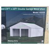 Unused Metal Double Garage Shed ~23' X 22'
