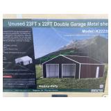 Unused Metal Double Garage Shed ~23