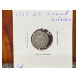 1851-US 3 Cent Silver