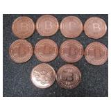 10-One Ounce Bit Coin-Copper Rounds