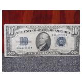 Series of1934c 10Dollar US Note Silver Certificate