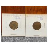 1900 & 1901 US Indian Head Cent