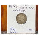 1858 Flying Eagle Cent Large Date, Nice Coin