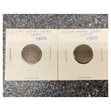1902 & 1903 US Indiian Head Cent