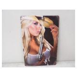 Blonde Lady w/Revolver 8x12 Tin Sign