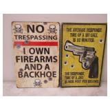 2- 8x12in. Tin Gun Signs