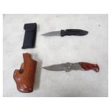 Folding Knife w/3.5in. Blade, Leather Bianchi Hols