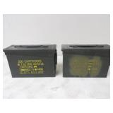 2-Ammo Cans 10in Wide, 4in Deep, 7in Tall.
