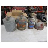 2-5 Gal. Vintage Gas Cans, 1-1 Gal, 1 2 1/4 Gal.