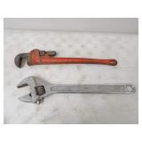 Rigid 24in. HD Pipe Wrench, 24in. Crescent Wrench