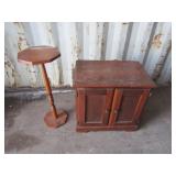 Wood Plant Stand,  30in. Tall, Wood Record Cabinet