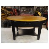 Oval Coffee Table w/Drwer & Bottom Shelf,