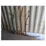 Scythe, Wood Sticks, Hand Auger, Vintage Edger,
