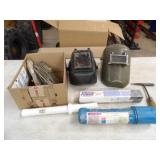 2-Welding Helmets, Box of Assorted Welding Rods