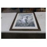 Canada Geese Picture in Rustic Wood Frame,22x27in.