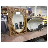 Oval Mirror w/Brown Frame 16.5inWx24.25inT, &