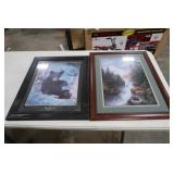 Framed Picture of Bear w/Fish, Framed Picture of