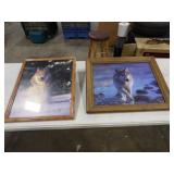 Gray Wolf Framed Pic 17.5wx22H & Wolf Framed Pic