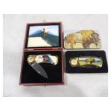 Native American Scene Folding Knife w/3in Blade &