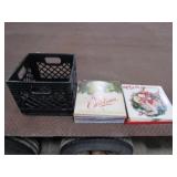 Approx 35 Christmas Records w/Milk Crate
