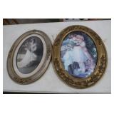2-Oval Frames w/Pictures, 17in W, 23in H &