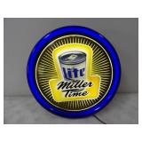 Miller Time Miller Lite Light up Sign 19in. DIA,