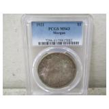 1921 Silver Morgan Dollar PCGS MS63