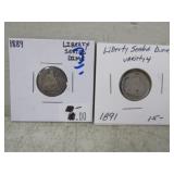 1889 & 1891 Liberty Seated Dimes