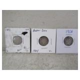 1892, 1904 & 1906 Barber Dimes