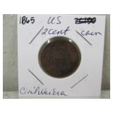 1865 US 2 Cent Coin CIlvil War Era