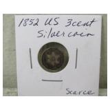 1852 US 3 Cent Silver Coin