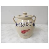 Missy Red Wing Pottery Cookie Jar 10in. T,Open 7in