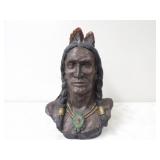 Native American Ceramic Painted Bust 19.25Tx13W