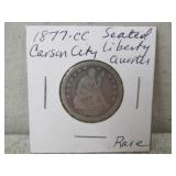 1877-CC Seated Liberty Quarter, Rare