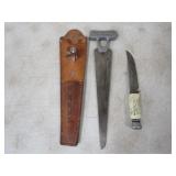 Pic 5in. Blade Knife & Knapp Saw w/Leather Sheath