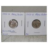 2-1942-D Mercury Dimes