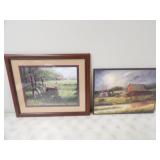 16.5x12.5in Farm Scene Print on Wood, &