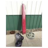 Porch Umbrella w/Stand & Sand Bag Weight