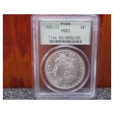 1883-CC Silver Morgan Dollar PCGS MC63 Graded