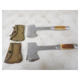 2-10.5in Hatchets w/Canvas Sheaths, Head is 4in. W