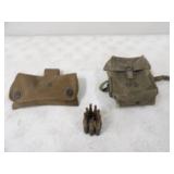 2-U.S. Canvas Ammo Pouches & 9 Vintage Casings