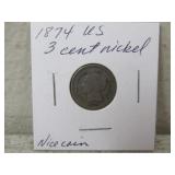 1874 US 3 Cent Nickel