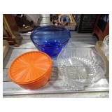 Anchor 4Qt Blue Glass Mixing Bowl, Glass Dish,